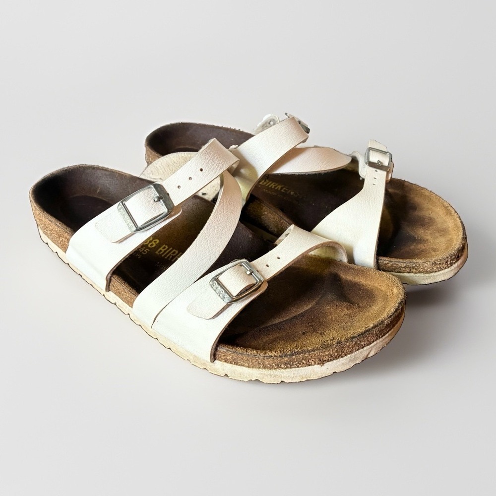 Birkenstock Salina White Strap Slip On Birko Flor Sandals Womens EU 38 US 7